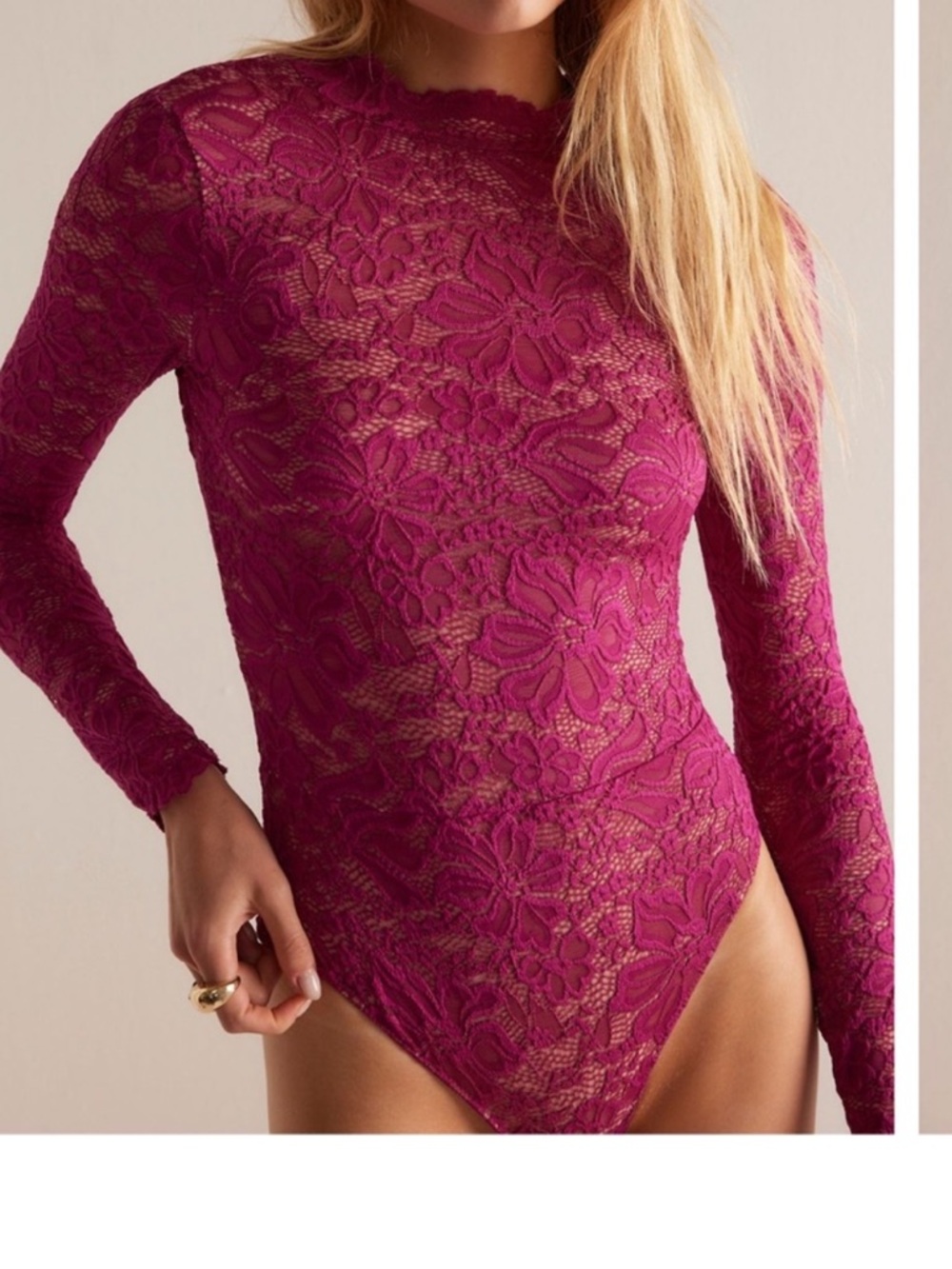 FREE PEOPLE KILO BRAVA LACE BODY SUIT LARGE FUSCIA